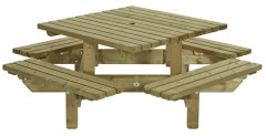 Vierkante picknicktafel open instap Talen (195x195cm)
