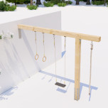 Muurschommel Modernplay: douglas schommel aan muur met plek voor 2 schommelzitjes en klimtouw