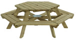 Talen picknicktafel zeshoek hout (228x200cm)