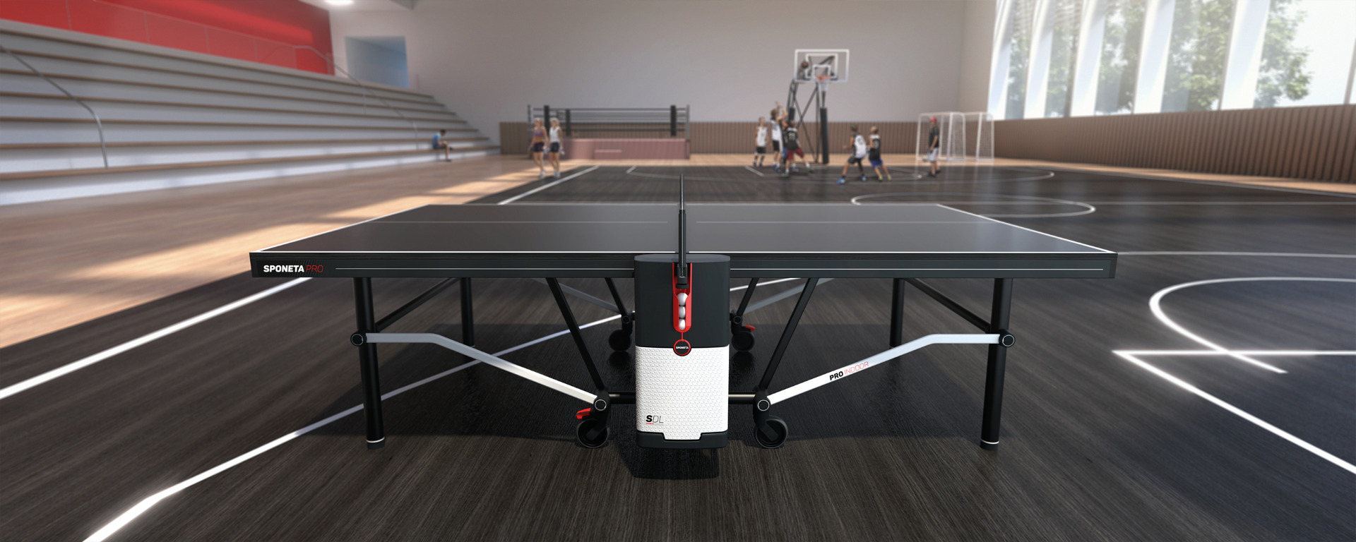 sponeta sdl tafeltennistafel indoor pro edition in gymzaal